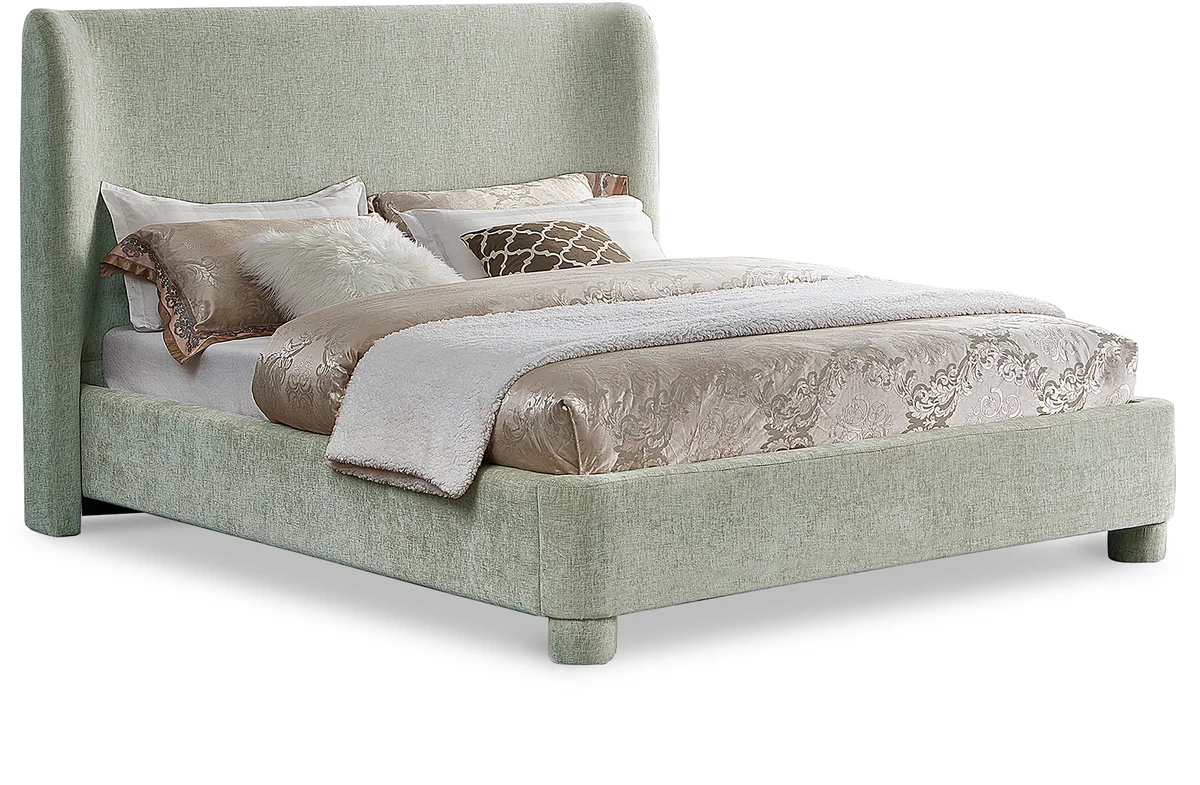 Penny - Chenille Fabric Queen Bed - Mint Green