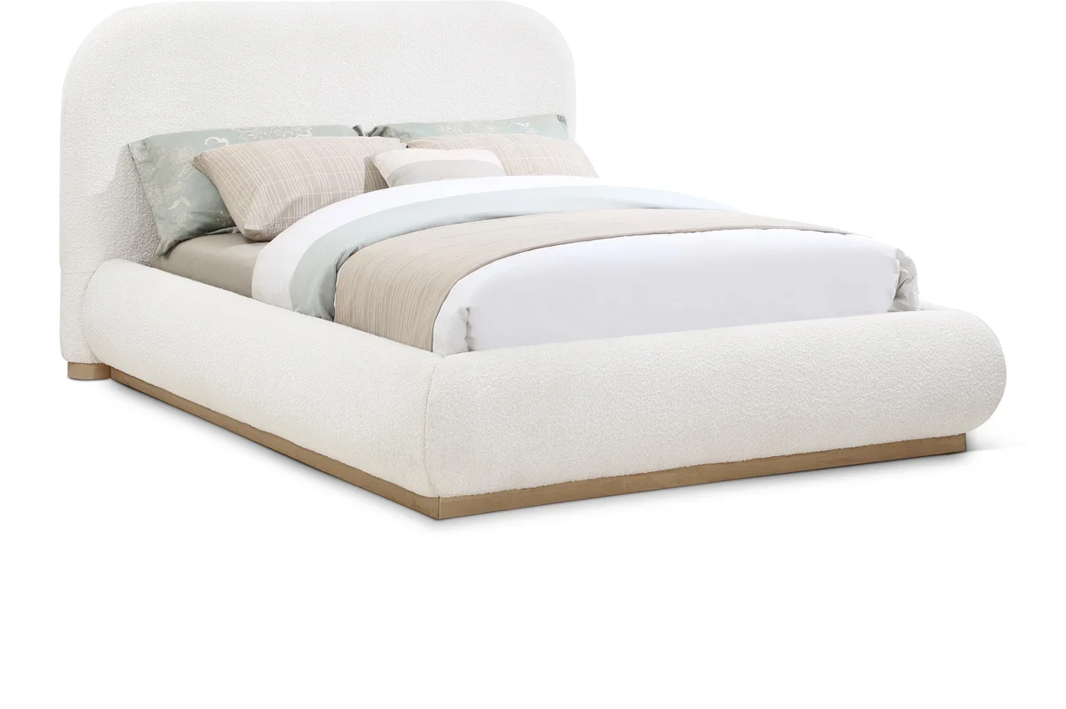 Vaughn - Boucle Full Bed With Natural Base - Cream