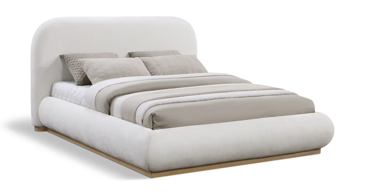 Vaughn - Chenille Full Bed With Natural Base - Cream