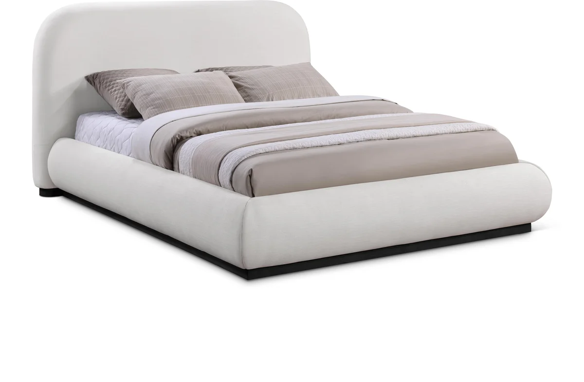 Vaughn - Linen Full Bed With Black Base - Cream