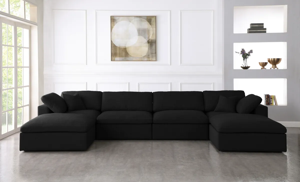 Serene - 6 Piece Modular Double Chaise Sectional - Black