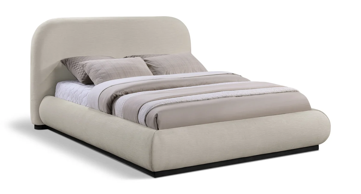 Vaughn - Chenille Full Bed With Black Base - Beige
