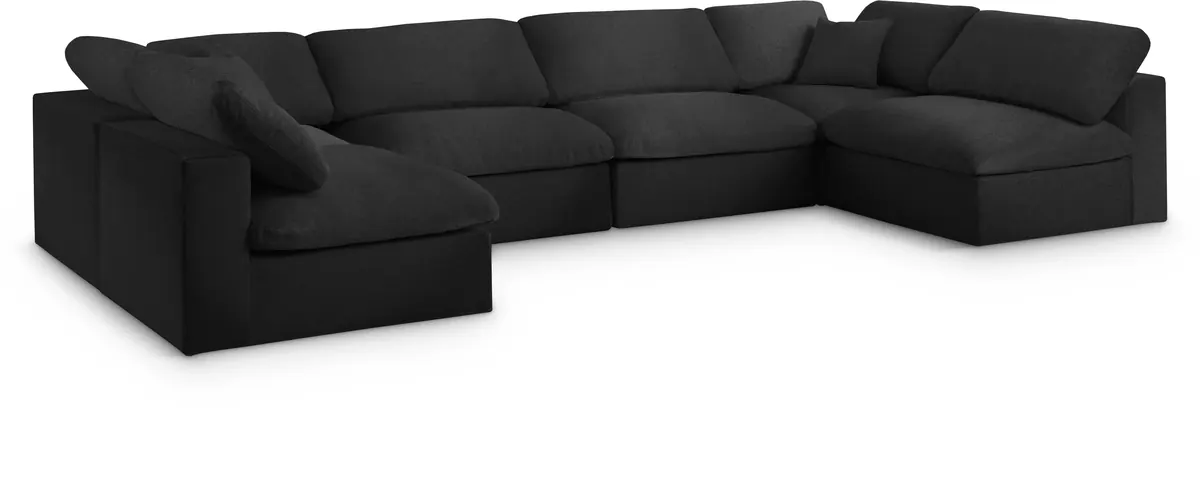 Serene - 6 Piece Modular U-Shaped Sectional - Black