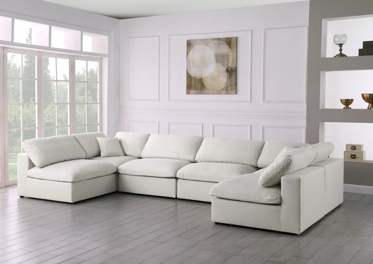 Serene - 6 Piece Modular U-Shaped Sectional - Cream - View 2