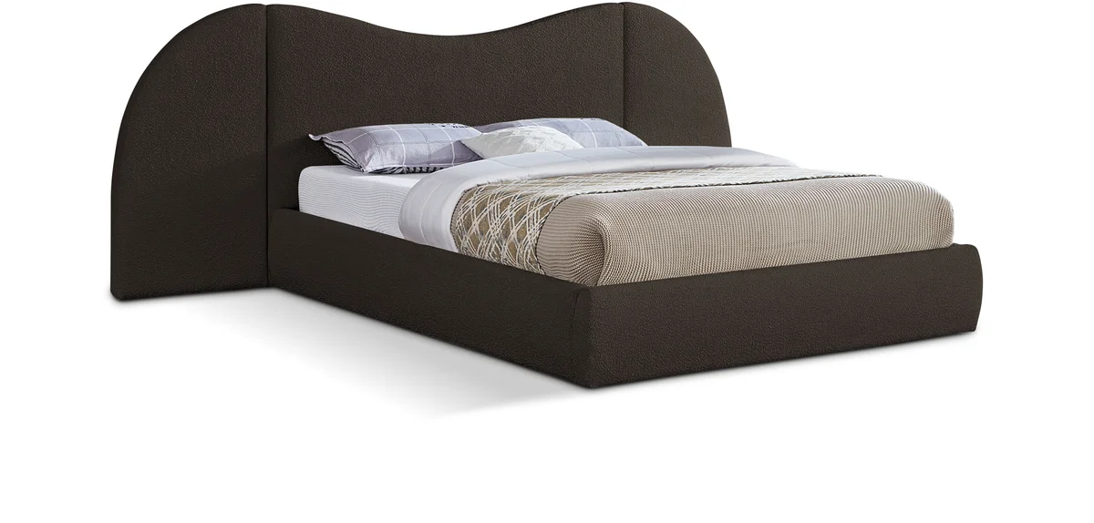 Everest - Boucle Fabric Queen Bed - Brown