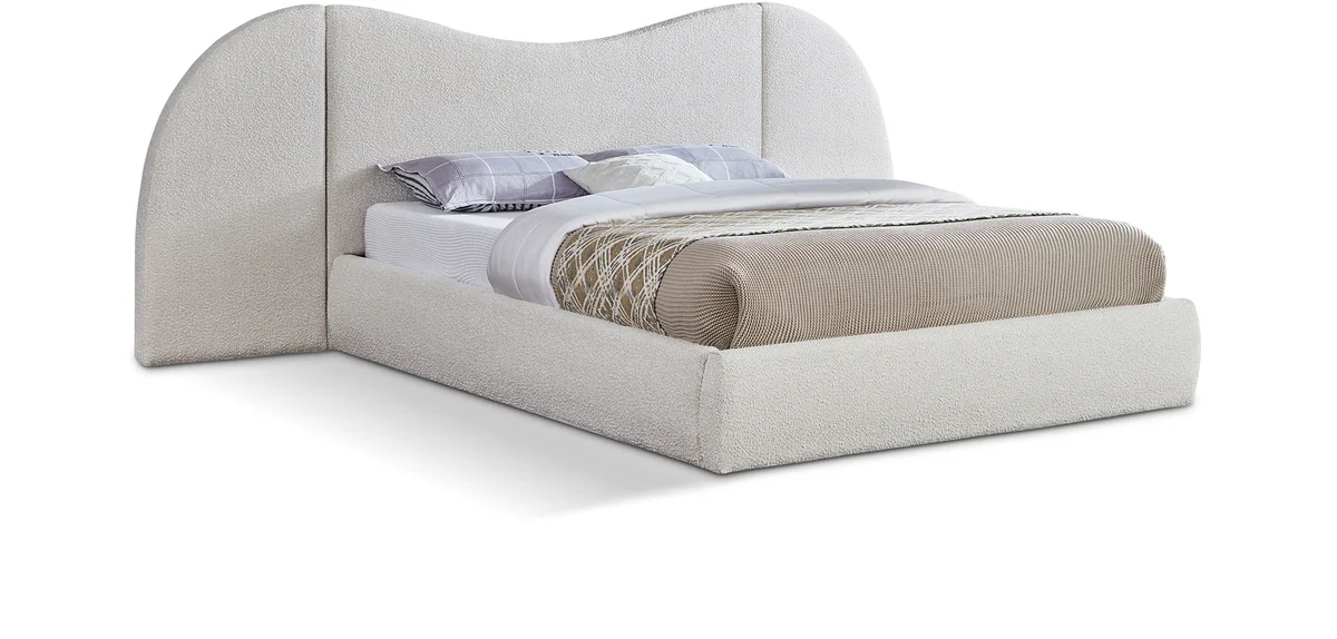 Everest - Boucle Fabric Queen Bed - Cream
