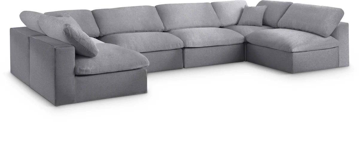 Serene - 6 Piece Modular U-Shaped Sectional - Gray