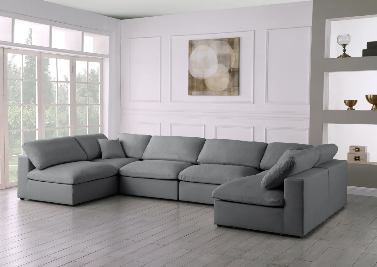 Serene - 6 Piece Modular U-Shaped Sectional - Gray - View 2