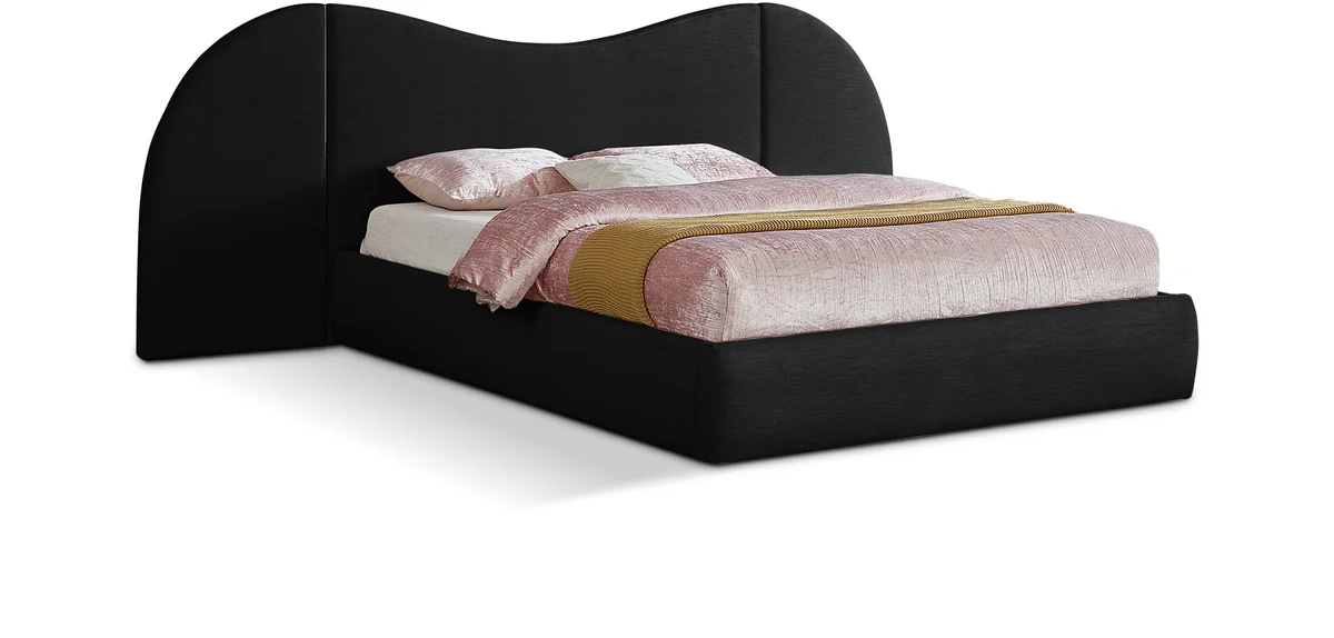 Everest - Linen Fabric King Bed - Black