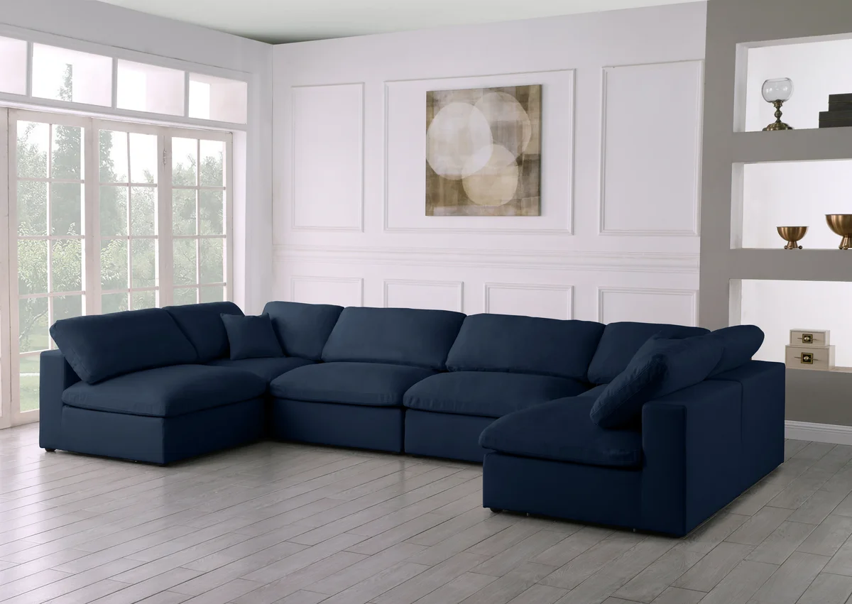 Serene - 6 Piece Modular U-Shaped Sectional - Navy - View 2