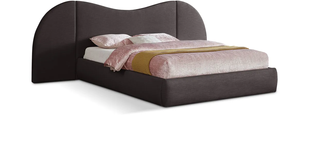 Everest - Linen Fabric King Bed - Brown