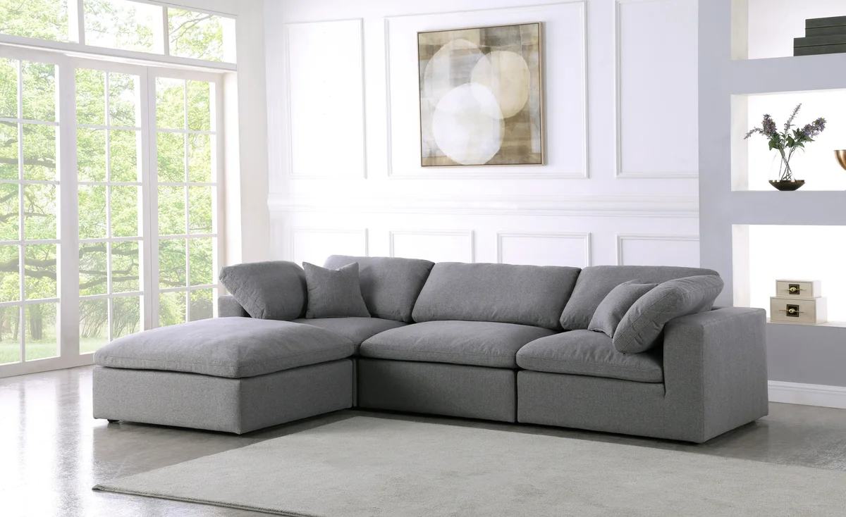 Serene - 4 Piece Modular Sectional With Chaise - Gray