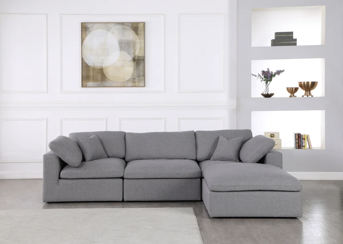 Serene - 4 Piece Modular Sectional With Chaise - Gray