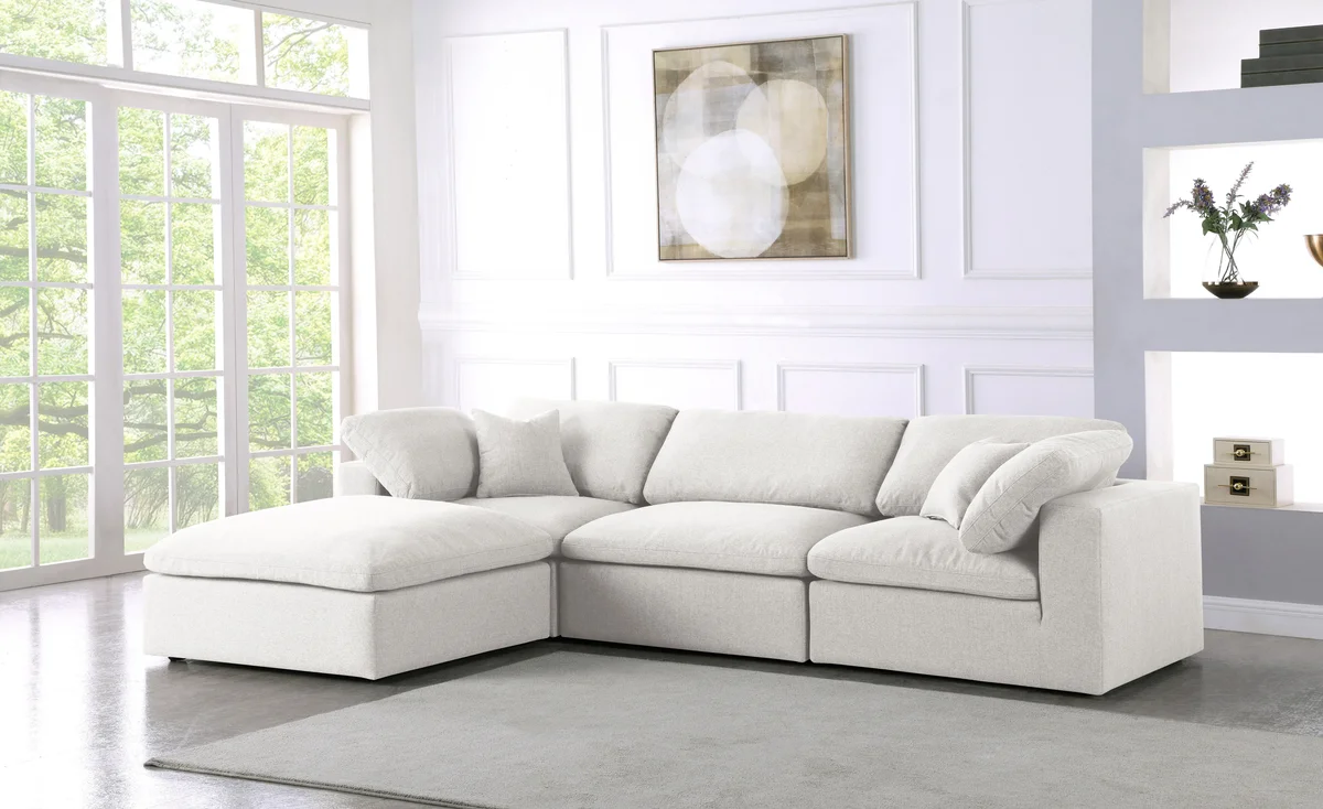 Serene - 4 Piece Modular Sectional With Chaise - Cream