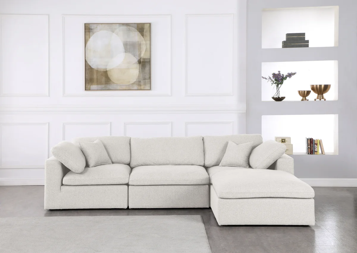 Serene - 4 Piece Modular Sectional With Chaise - Cream