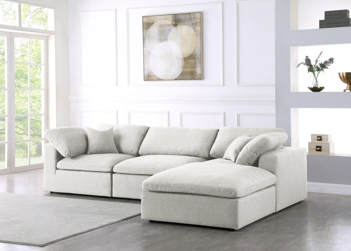 Serene - 4 Piece Modular Sectional With Chaise - Cream
