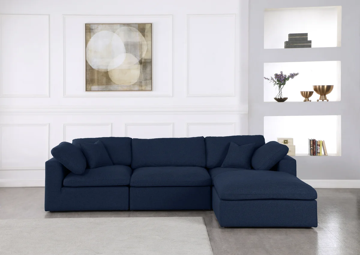 Serene - 4 Piece Modular Sectional With Chaise - Navy