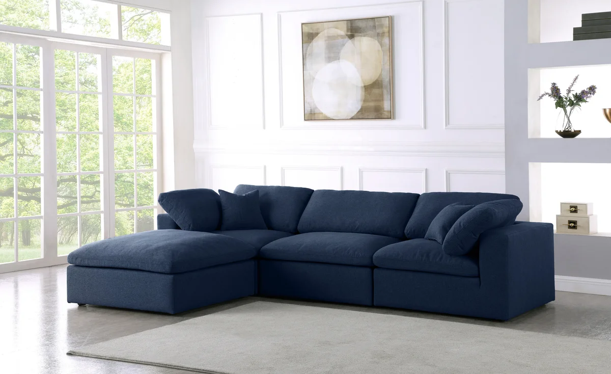 Serene - 4 Piece Modular Sectional With Chaise - Navy