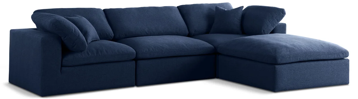 Serene - 4 Piece Modular Sectional With Chaise - Navy