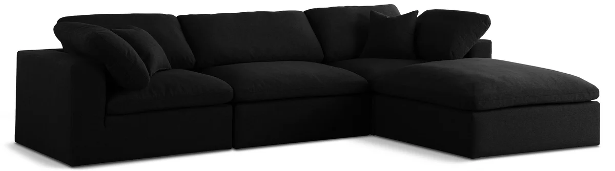 Serene - 4 Piece Modular Sectional With Chaise - Black