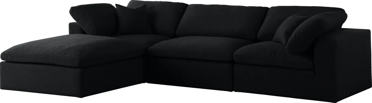 Serene - 4 Piece Modular Sectional With Chaise - Black - View 2