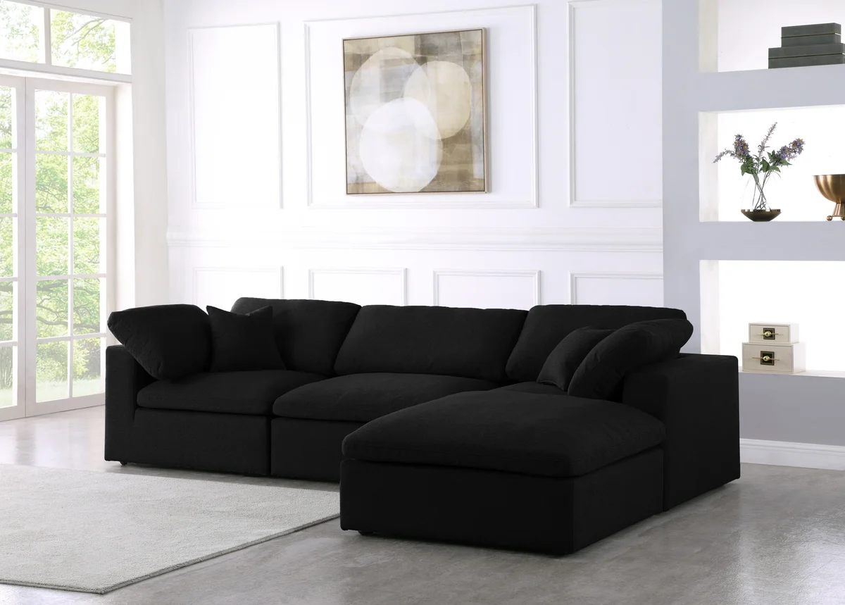 Serene - 4 Piece Modular Sectional With Chaise - Black
