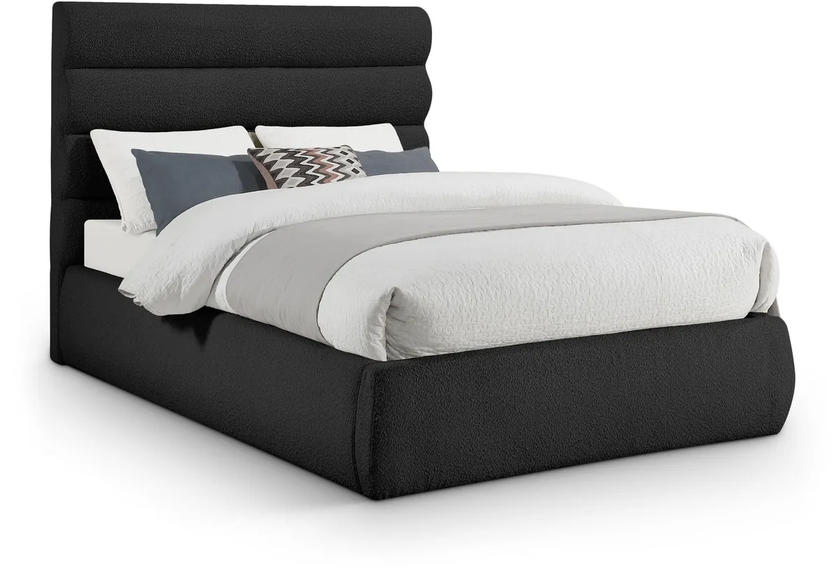 Adam - Boucle Fabric Full Bed With 52" Headboard - Black