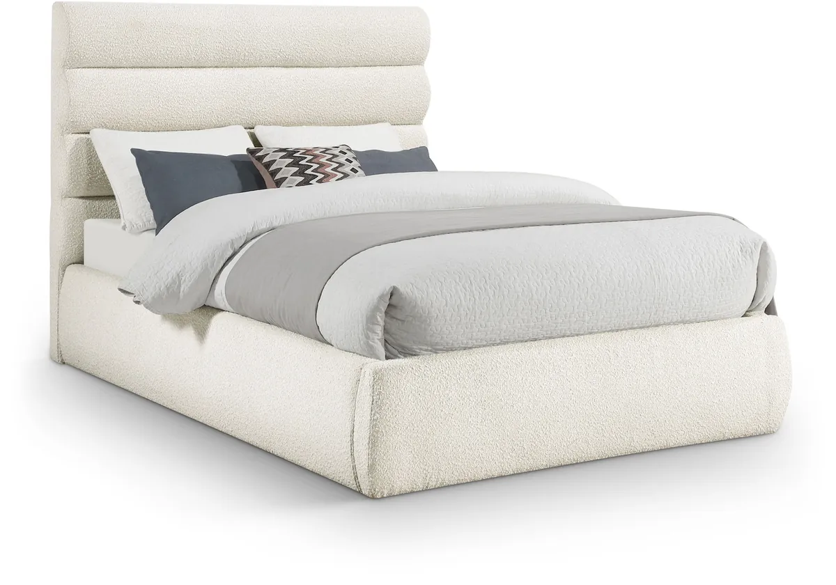 Adam - Boucle Fabric Full Bed With 52" Headboard - White