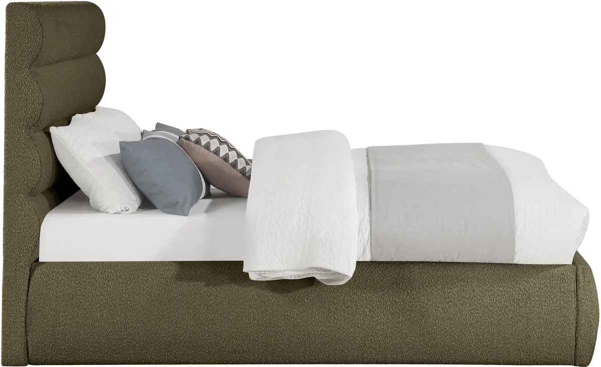 Adam - Boucle Fabric Full Bed With 52" Headboard - Olive - View 2