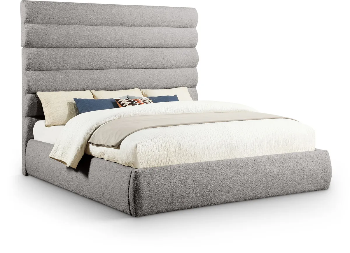 Adam - Boucle Fabric King Bed With 70.5" Headboard - Taupe