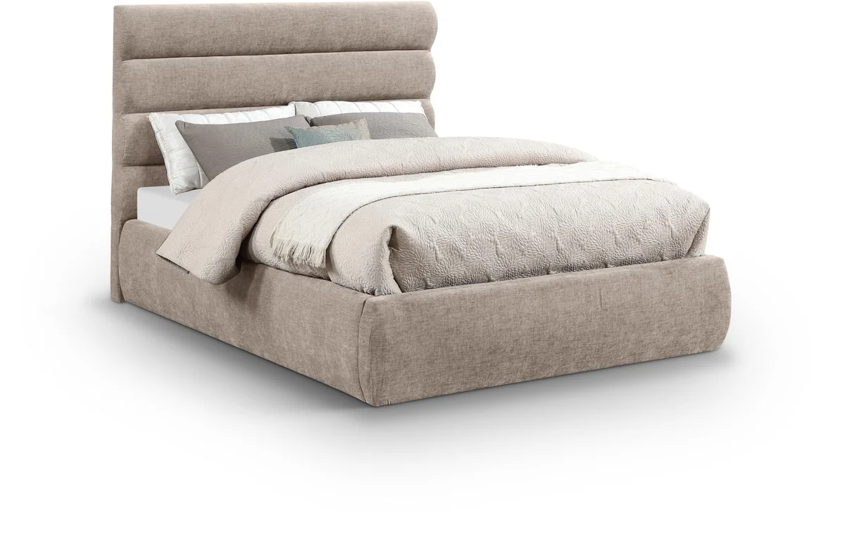 Adam - Chenille Fabric Full Bed With 52" Headboard - Beige