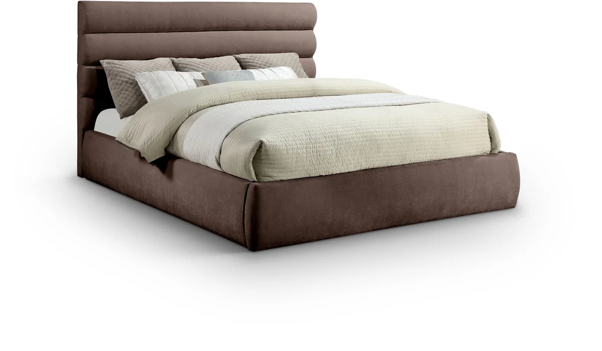 Adam - Chenille Fabric King Bed With 52" Headboard - Brown