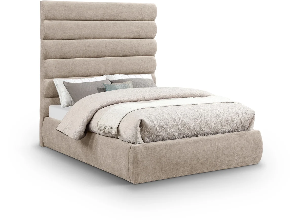 Adam - Chenille Fabric Full Bed With 70.5" Headboard - Beige