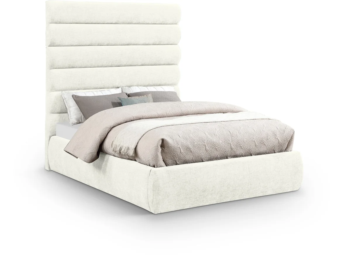 Adam - Chenille Fabric Full Bed With 70.5" Headboard - Cream