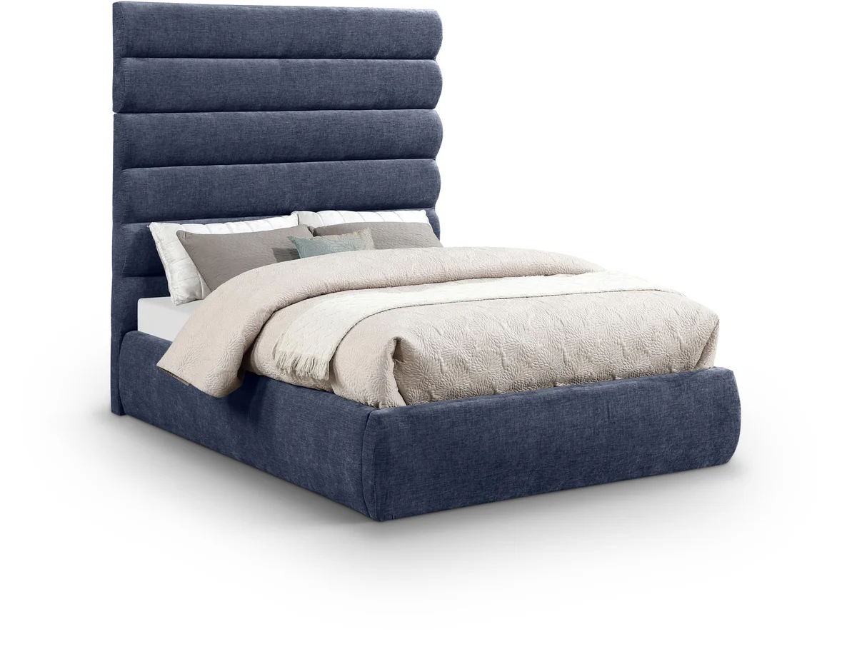 Adam - Chenille Fabric Full Bed With 70.5" Headboard - Navy