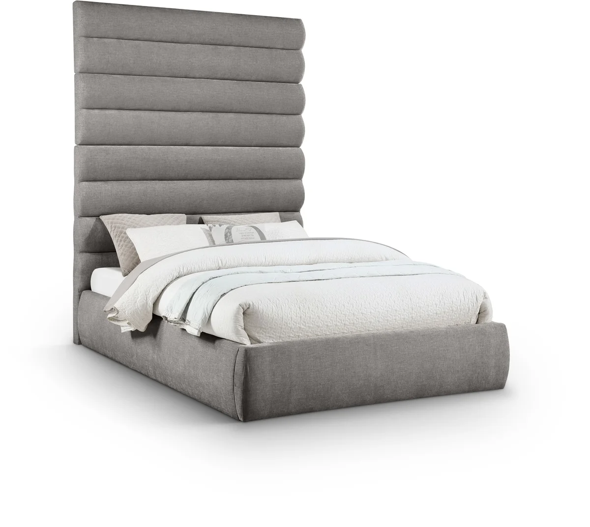 Adam - Chenille Fabric Queen Bed With 89" Headboard - Gray