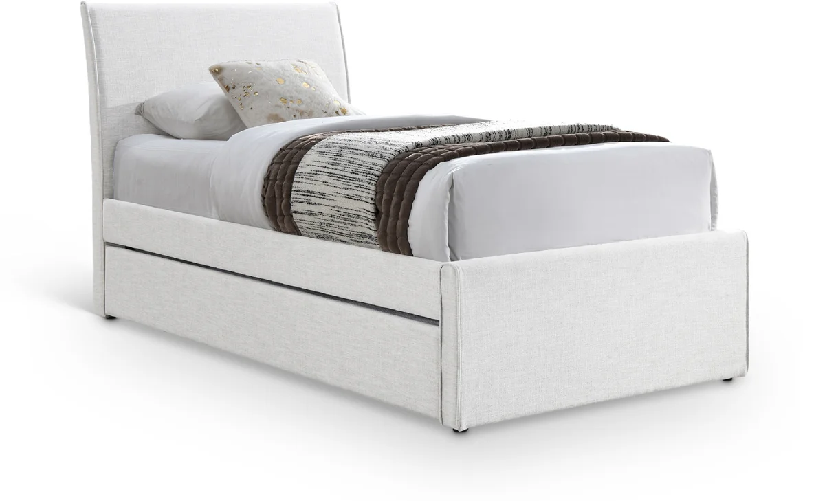 Myles - Linen Twin Trundle Bed - Cream