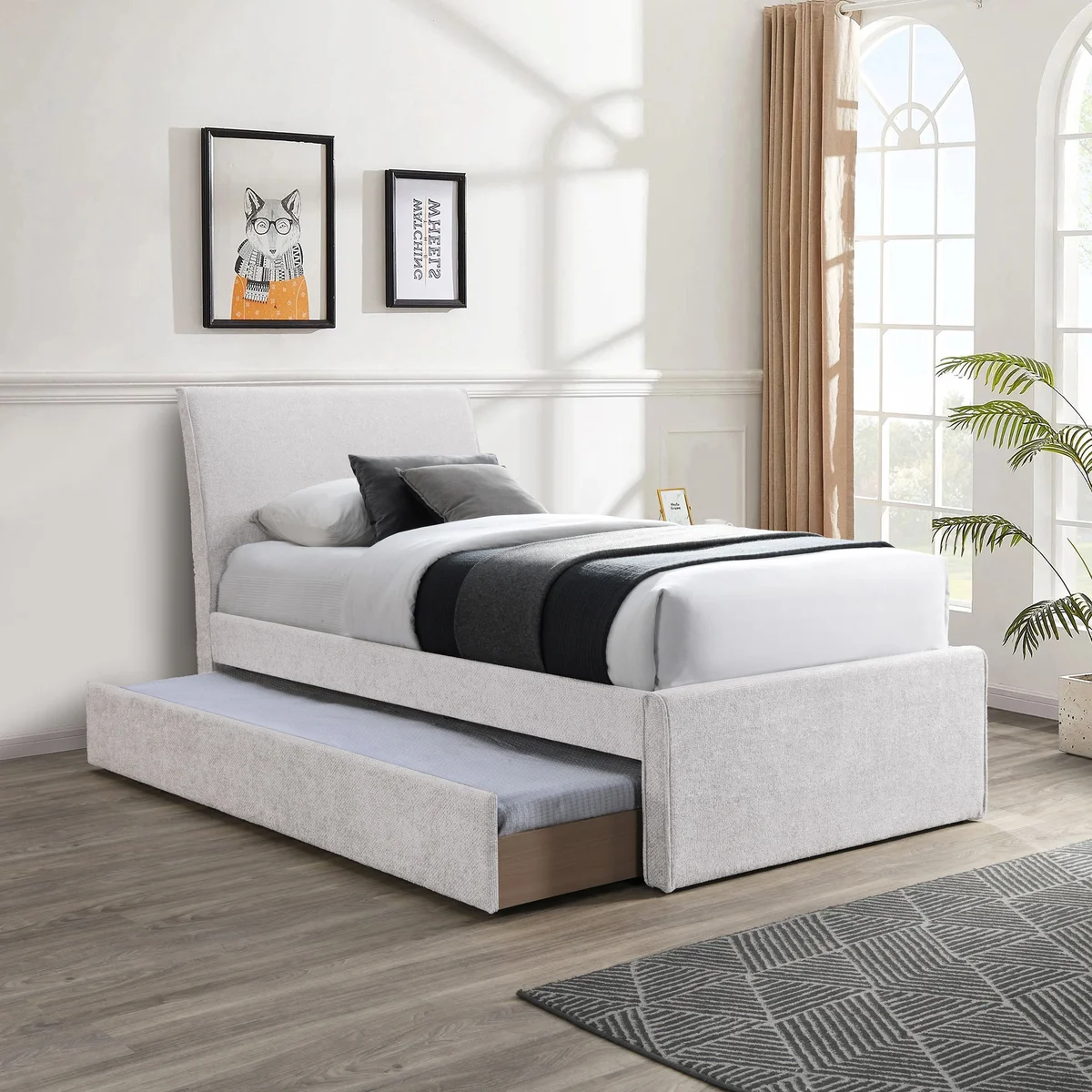 Myles - Twin Trundle Bed - Cream - View 2
