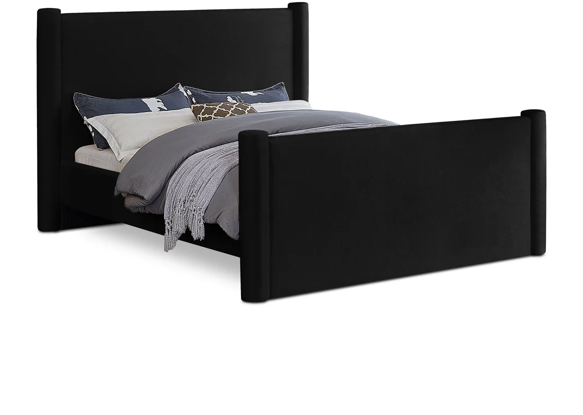 Elias - Velvet King Bed - Black