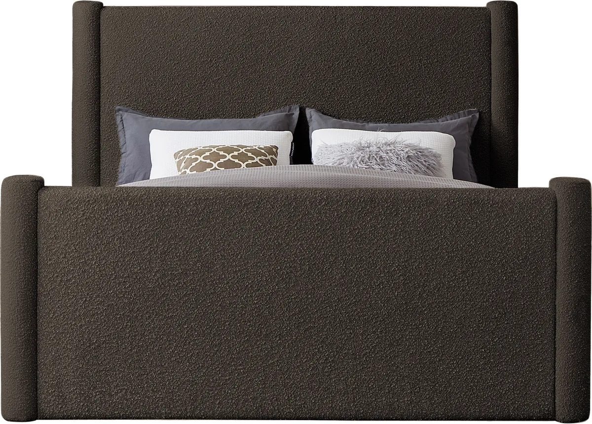 Elias - Boucle Queen Bed - Brown - View 2