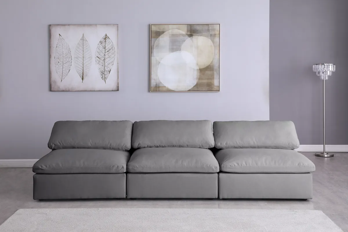 Serene - 3 Seat Modular Armless Sofa - Gray