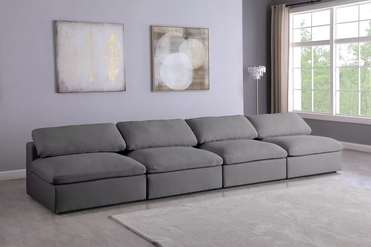 Serene - 4 Seat Modular Armless Sofa - Gray