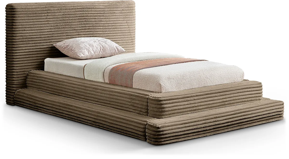 Drew - Twin Bed - Taupe