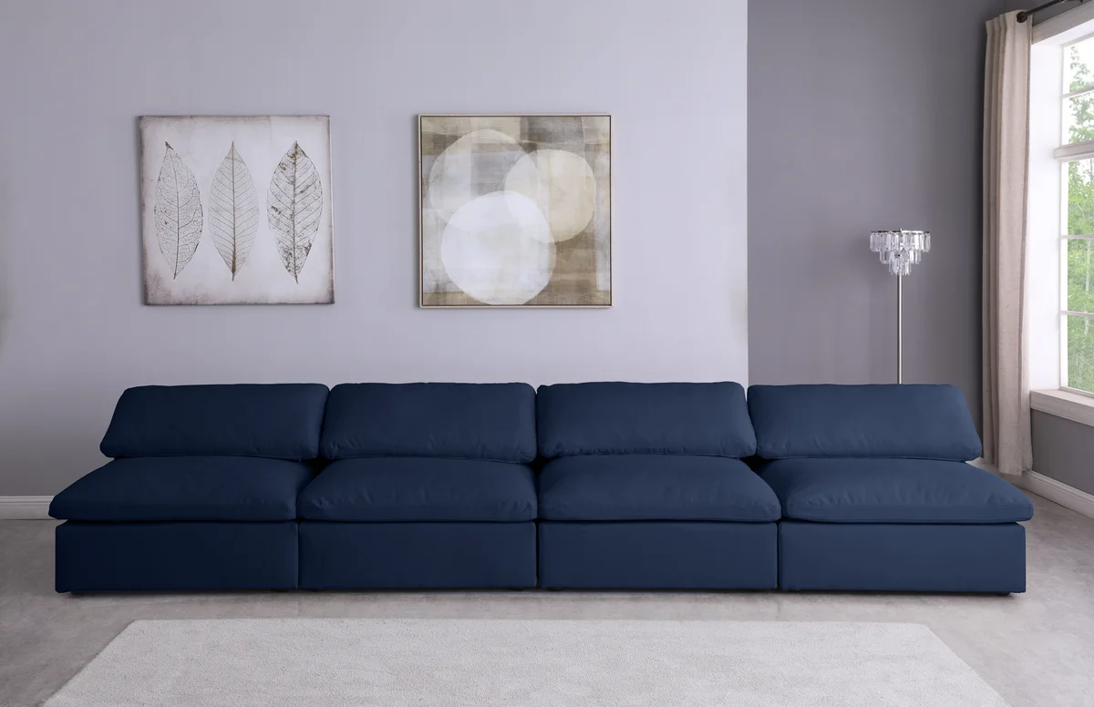 Serene - 4 Seat Modular Armless Sofa - Navy
